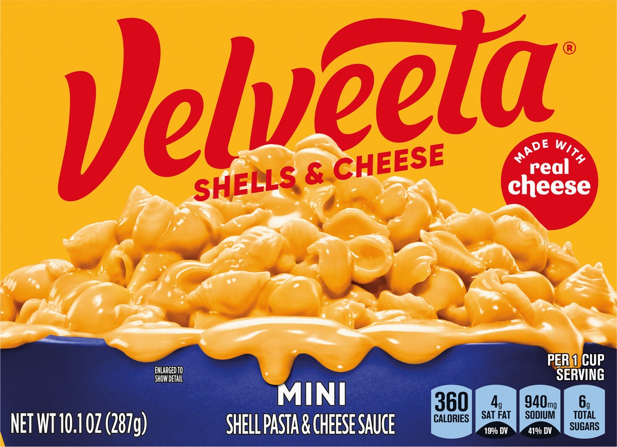 slide 7 of 9, Velveeta Shells & Cheese Mini Shell Pasta & Cheese Sauce, 10.1 oz Box, 10.1 oz