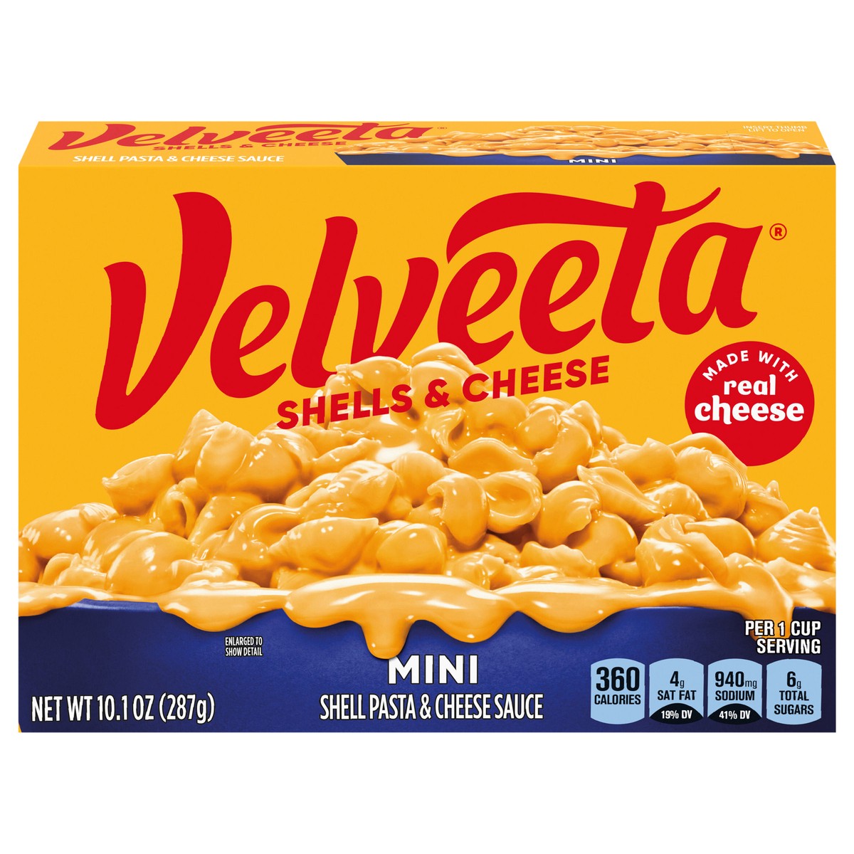slide 1 of 9, Velveeta Shells & Cheese Mini Shell Pasta & Cheese Sauce, 10.1 oz Box, 10.1 oz