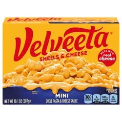 Velveeta Mini Shells and Cheese Mac and Cheese, 1 Box, for Easy Dinner or Dinner Sides, Original Flavor, Made with Real Cheese, 10.1 oz