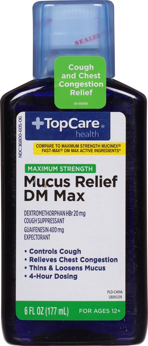 slide 6 of 9, TopCare Health Maximum Strength Mucus Relief DM Max 6 fl oz, 6 fl oz