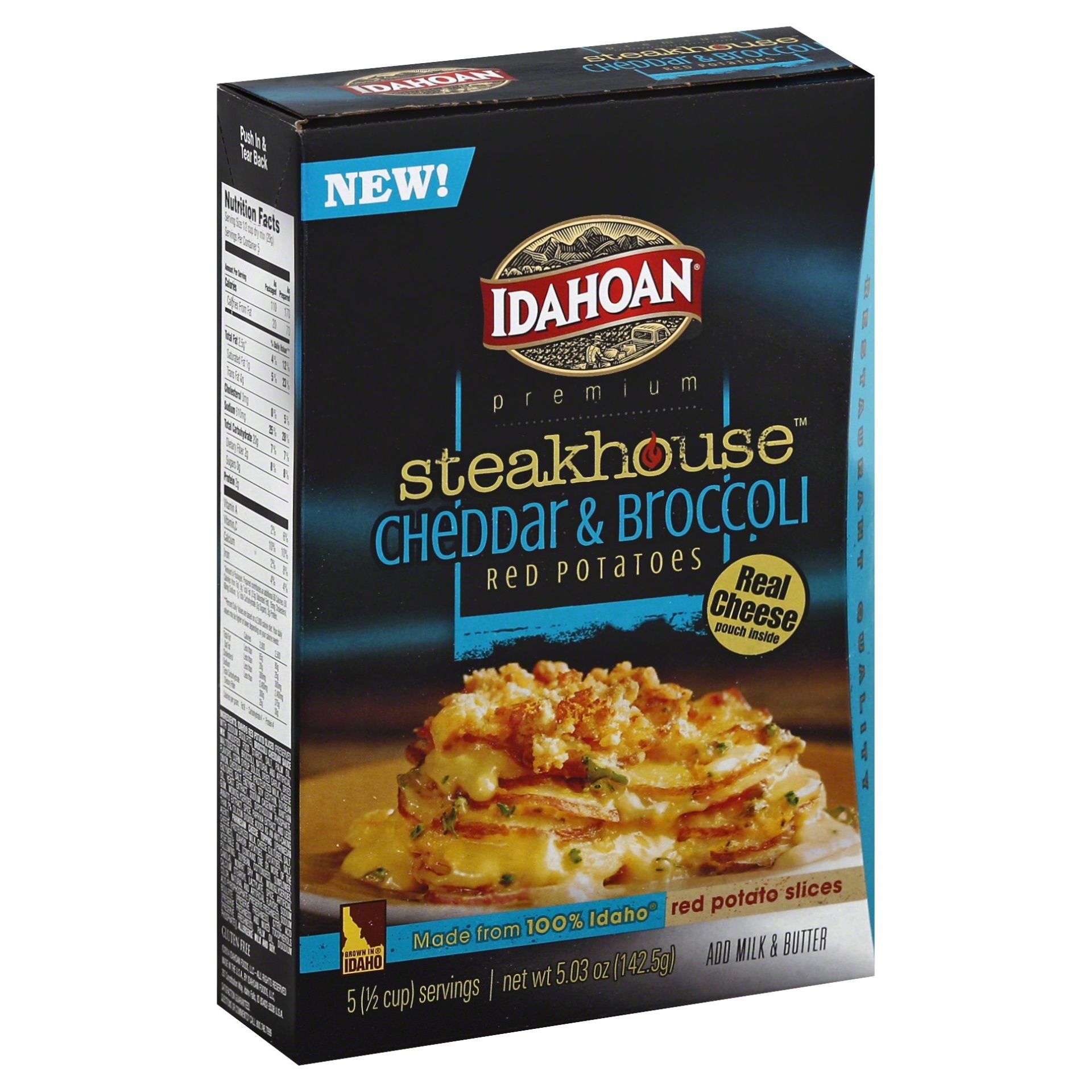 slide 1 of 1, Idahoan Premium Steakhouse Cheddar & Broccoli Red Potatoes Slices, 5.03 oz