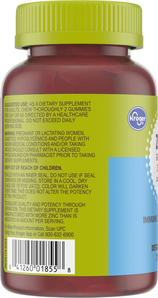 slide 3 of 4, Kroger Zinc Gummies 30 Mg, 70 ct