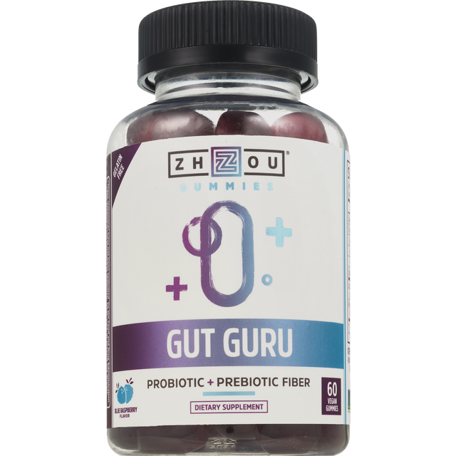 slide 1 of 1, Zhou Gut Guru Probiotic Prebiotic, 60 ct