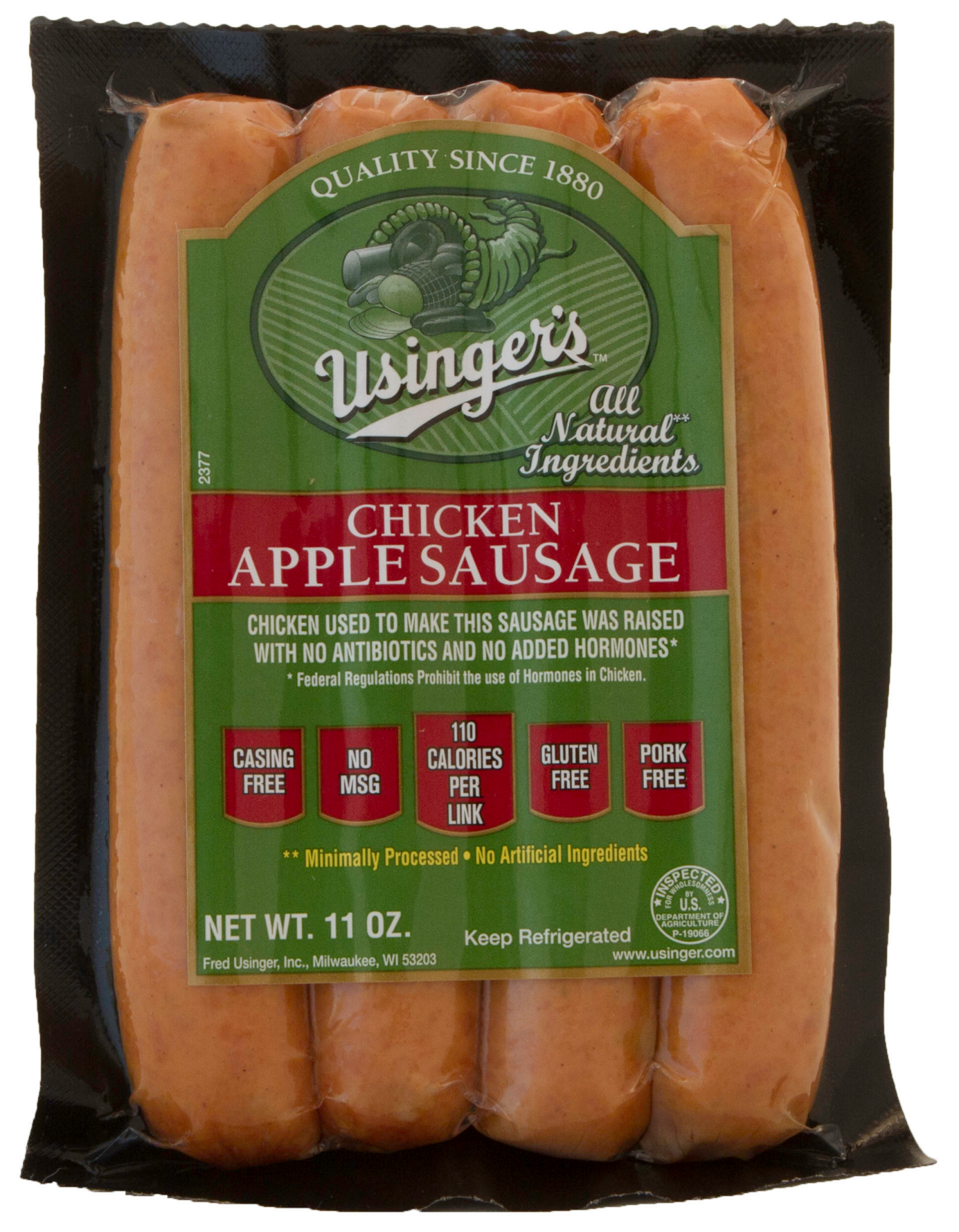 slide 1 of 1, Usingers Chicken And Apple Sausage, 11 oz