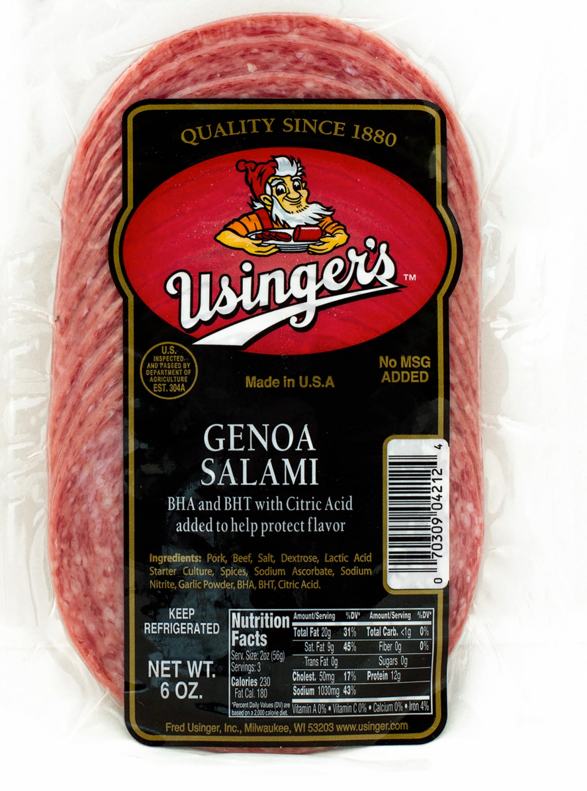 slide 1 of 1, USINGERS SLICED GENOA SALAMI, 6 OZ, 6 oz