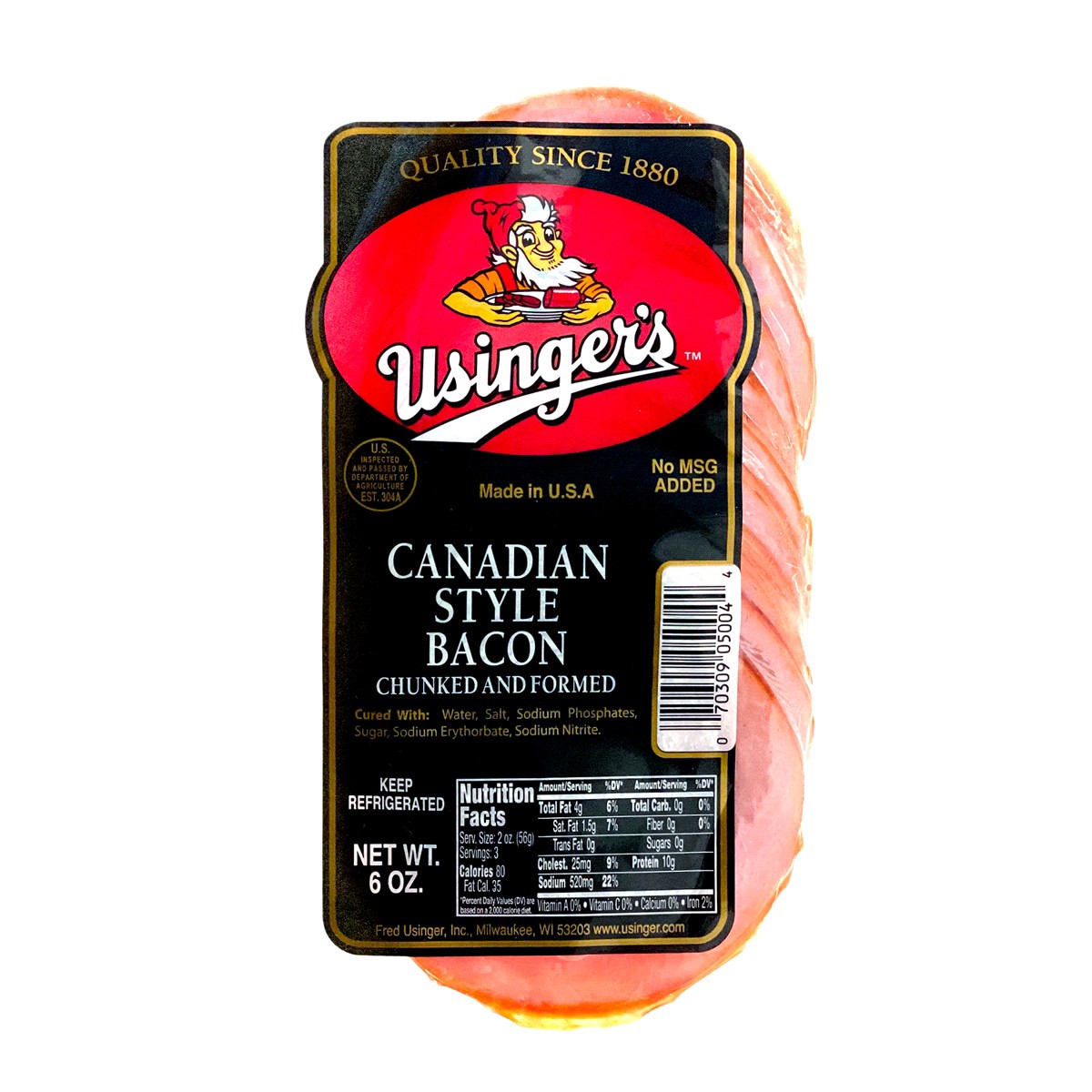 slide 1 of 1, USINGERS Usinger's Sliced Canadian Style Bacon, 6 oz