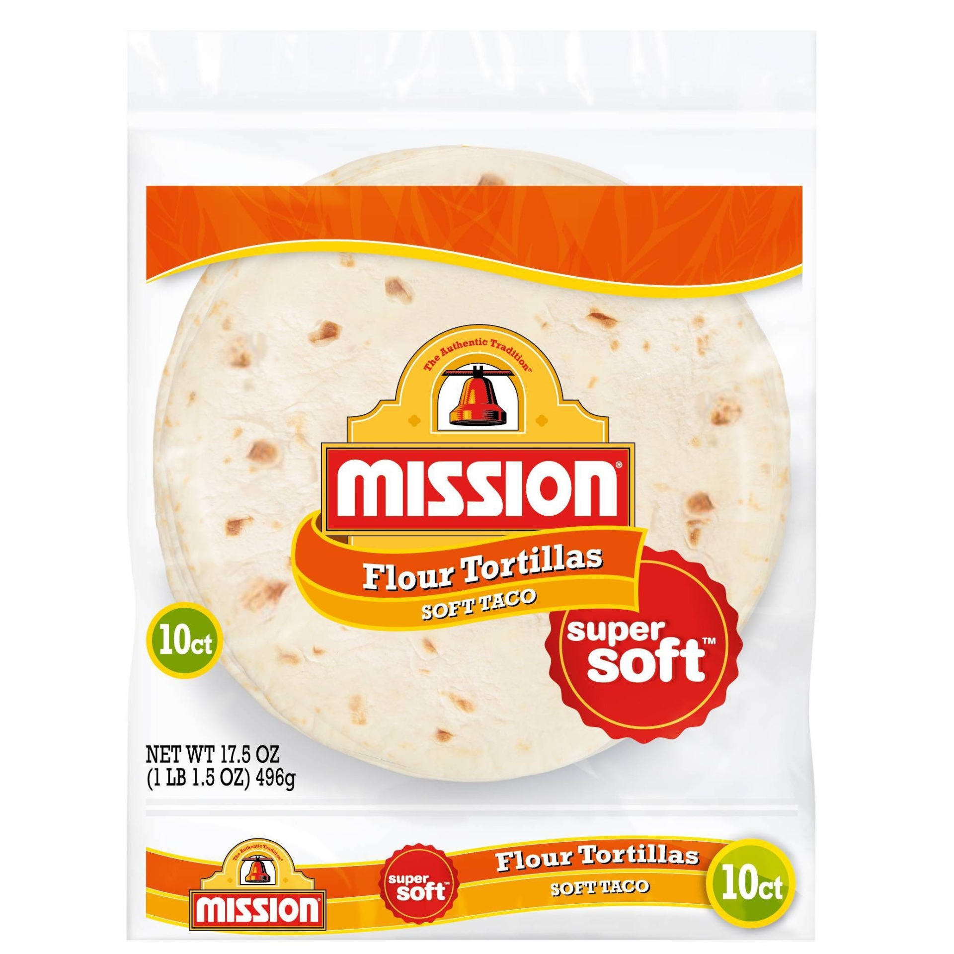slide 1 of 3, Mission Medium Soft Taco Flour Tortillas, 10 ct