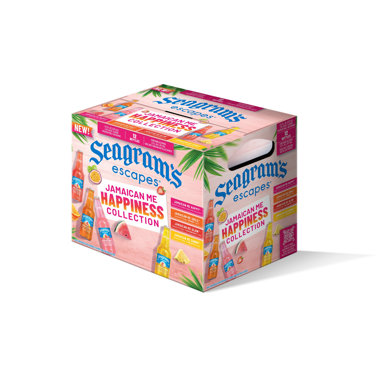 slide 1 of 1, Seagram's Escapes Italian Ice Variety Pack, 11.2 oz, 12 bottles