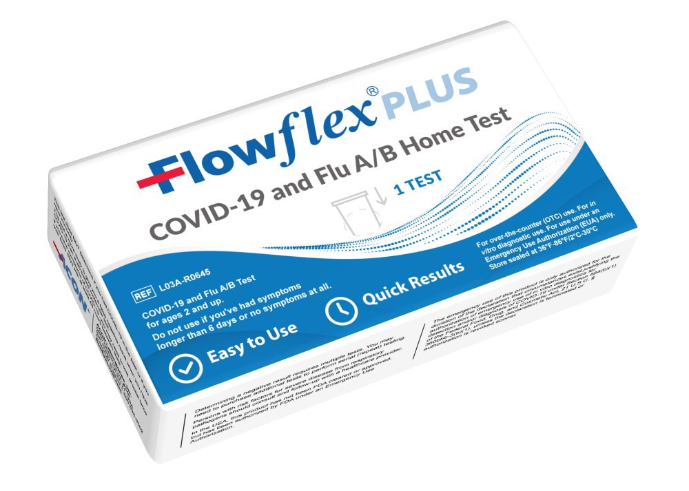 slide 1 of 1, Flowflex Plus Covid-19 And Flu A/b Home Test, 1 ct