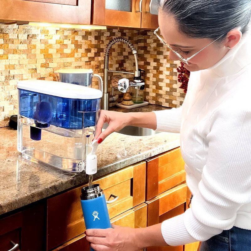 slide 2 of 8, PUR Filtration PUR Classic 30-Cup Water Dispenser Filtration System - Blue/White: BPA-Free, Filters Chlorine & Mercury, 40-Day Filter Life, 1 ct