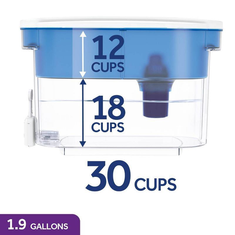 slide 4 of 8, PUR Filtration PUR Classic 30-Cup Water Dispenser Filtration System - Blue/White: BPA-Free, Filters Chlorine & Mercury, 40-Day Filter Life, 1 ct