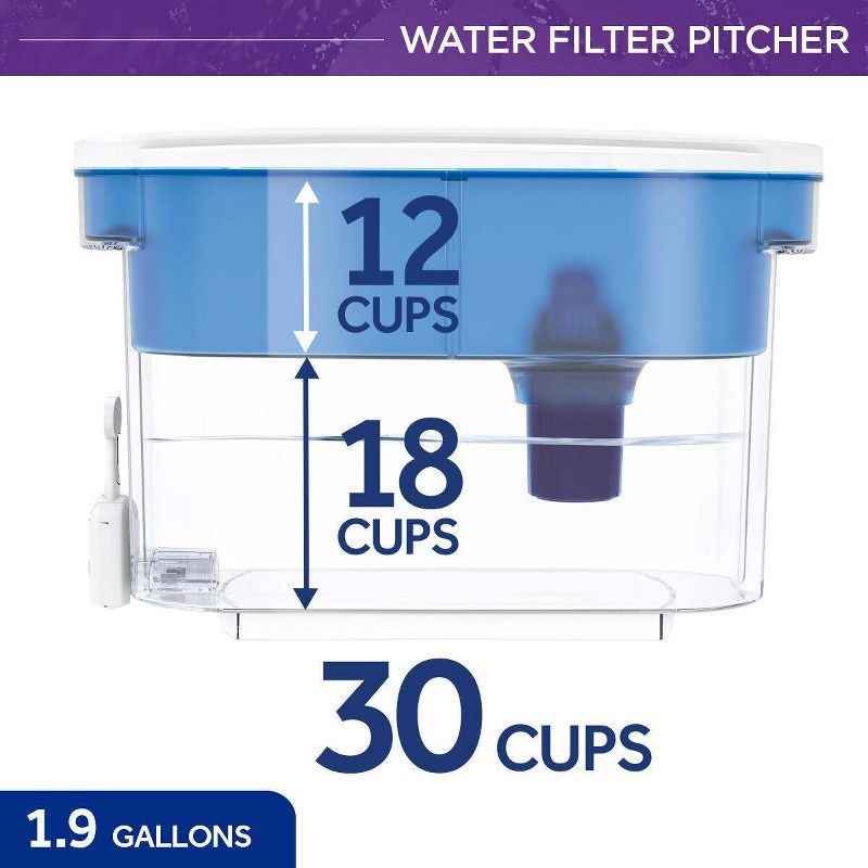 slide 5 of 17, PUR Filtration PUR Classic 30-Cup Water Dispenser Filtration System - Blue/White: BPA-Free, Filters Chlorine & Mercury, 40-Day Filter Life, 1 ct