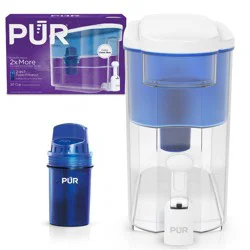 PUR Filtration PUR Classic 30-Cup Water Dispenser Filtration System - Blue/White: BPA-Free, Filters Chlorine & Mercury, 40-Day Filter Life