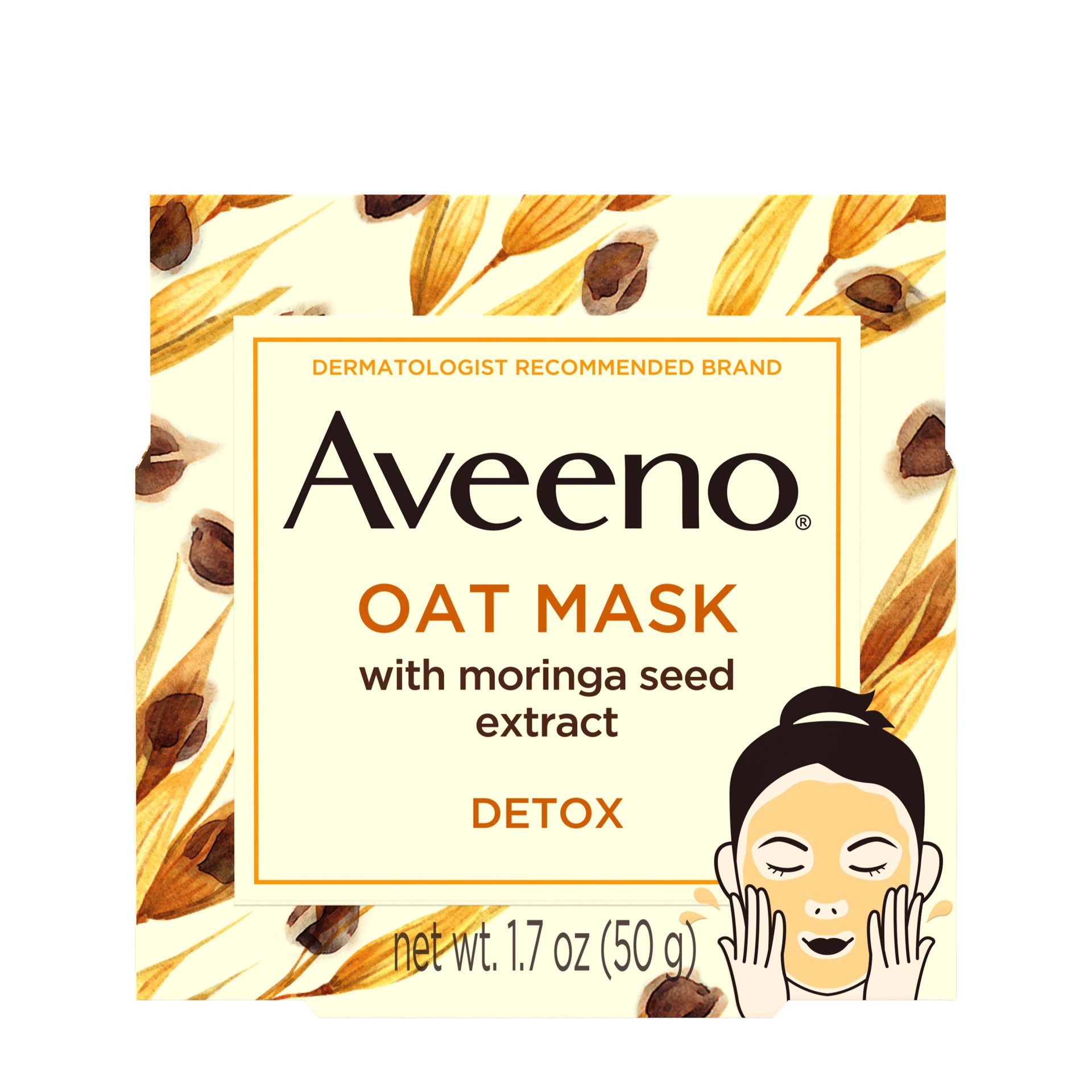 slide 5 of 5, Aveeno Oat Mask Moringa Seed, 1.7 oz