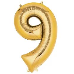 Number 9 Balloon Bouquet - Gold