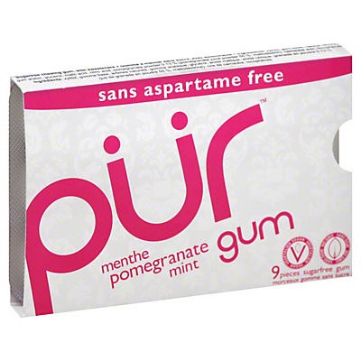 slide 1 of 1, PUR Pomegranate Mint Gum, 9 ct