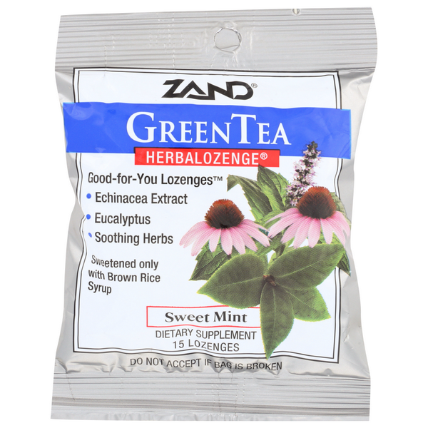 slide 1 of 1, ZAND Green Tea Sweet Mint Herbal Lozenges, 1 ct
