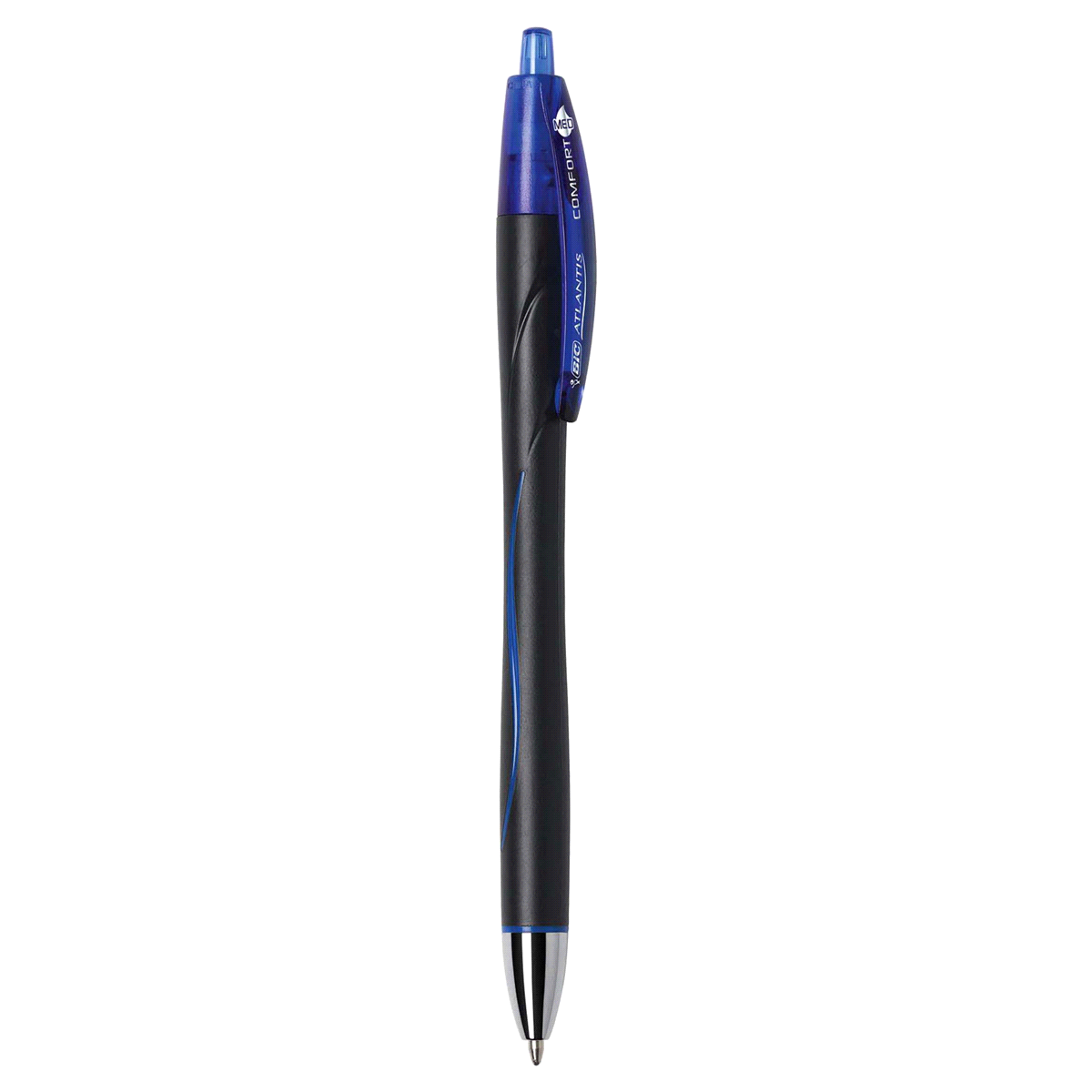 slide 2 of 4, BIC Atlantis Comfort Retractable Ball Pen, Medium Point (1.0mm), Blue, 3 ct