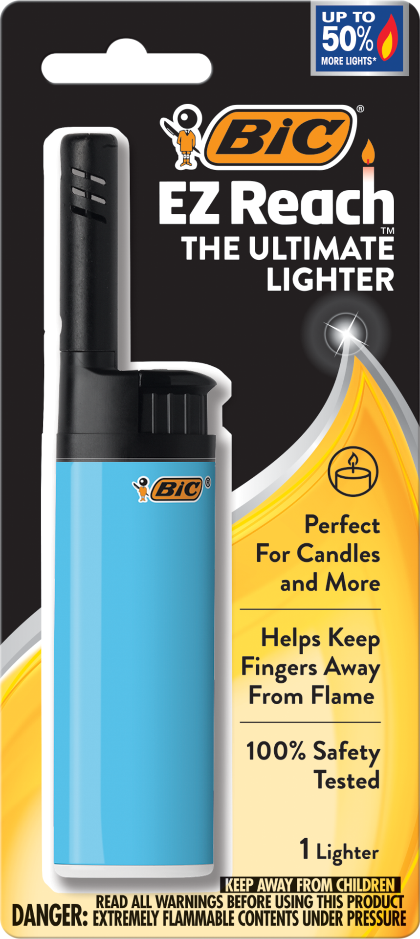 slide 1 of 1, Bic EZ Reach Lighter 1 ea Blister Pack, 1 ct