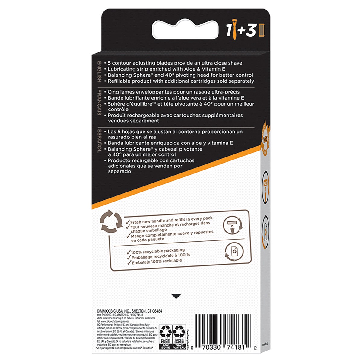 slide 2 of 2, Bic Flex5 Razor, 1 ct