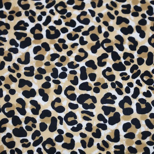 slide 1 of 3, Fabric Merchants Leopard Print Double Brushed Stretch Fabric, 60 in