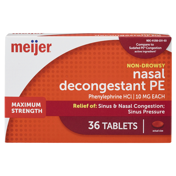 slide 1 of 2, Meijer Nasal Decongestant PE, 36 ct