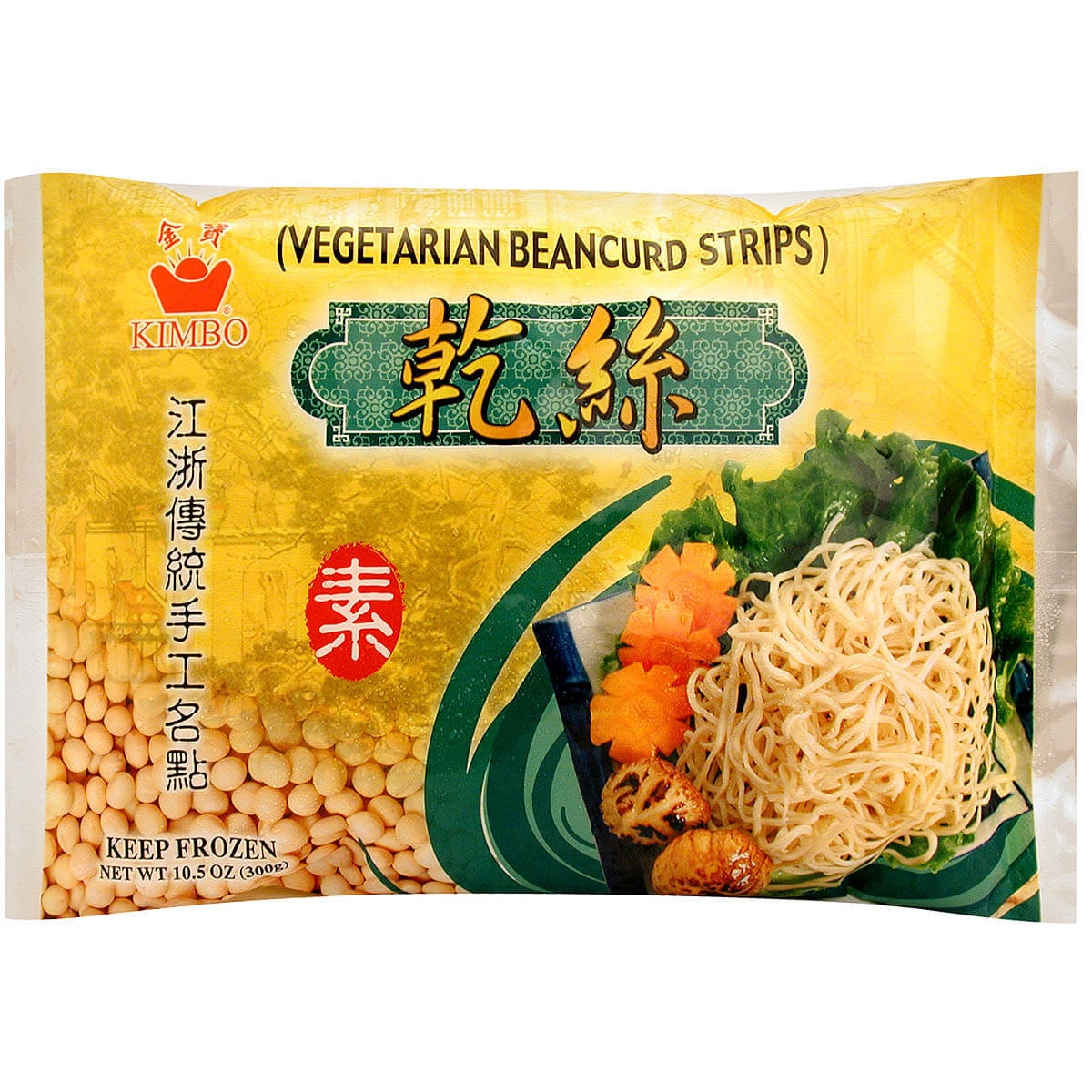 slide 1 of 1, Kimbo Frozen Vegetablee Beancurd Strips, 300 gram