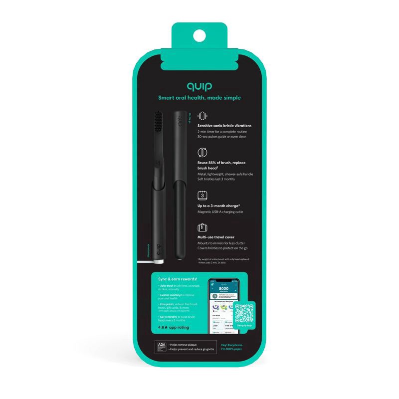 slide 2 of 8, Quip Rechargeable Smart Black Tb, 1 ct
