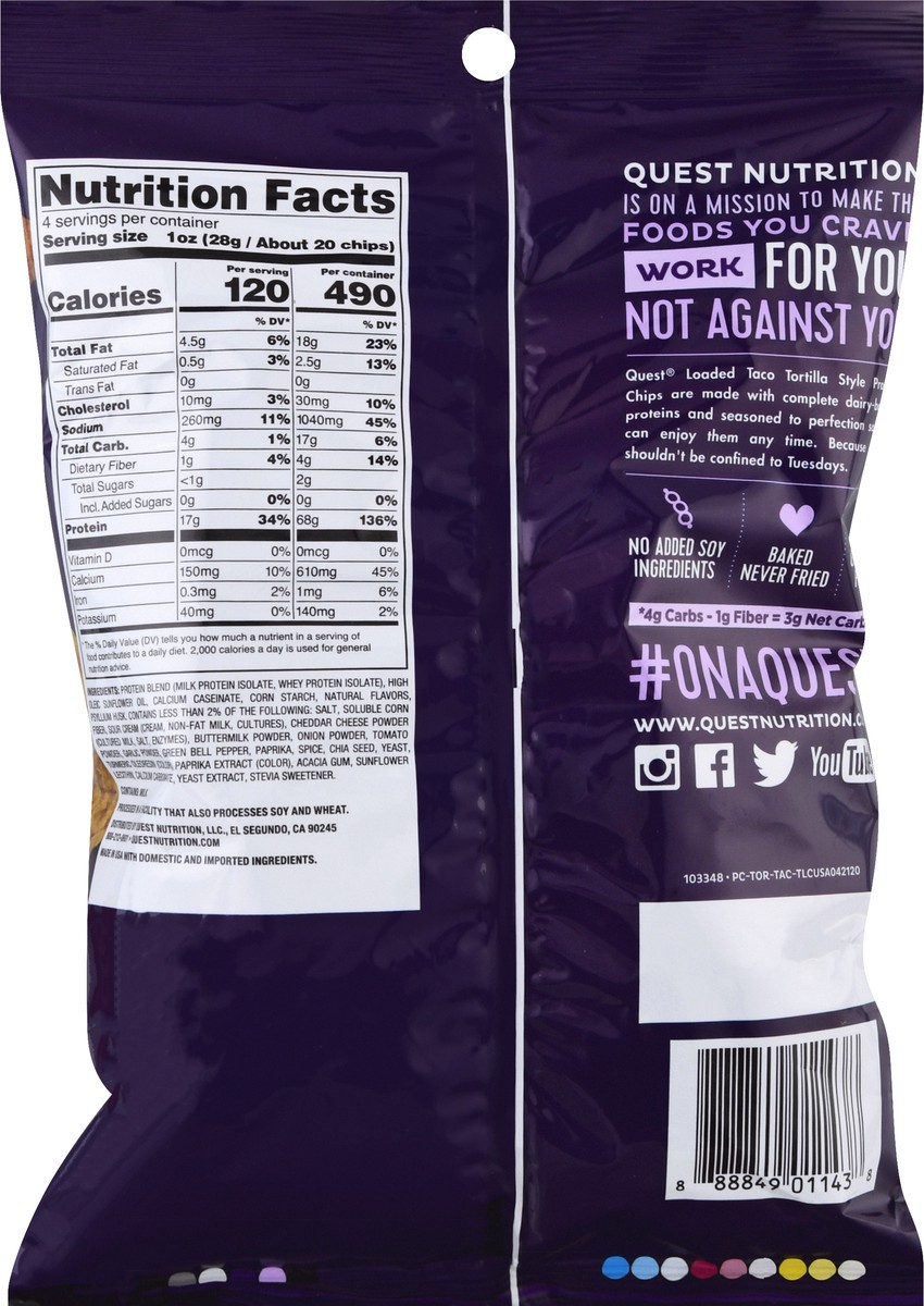 slide 4 of 9, Quest Protein Chips, Loaded Taco Flavor, Tortilla Style, 4 oz