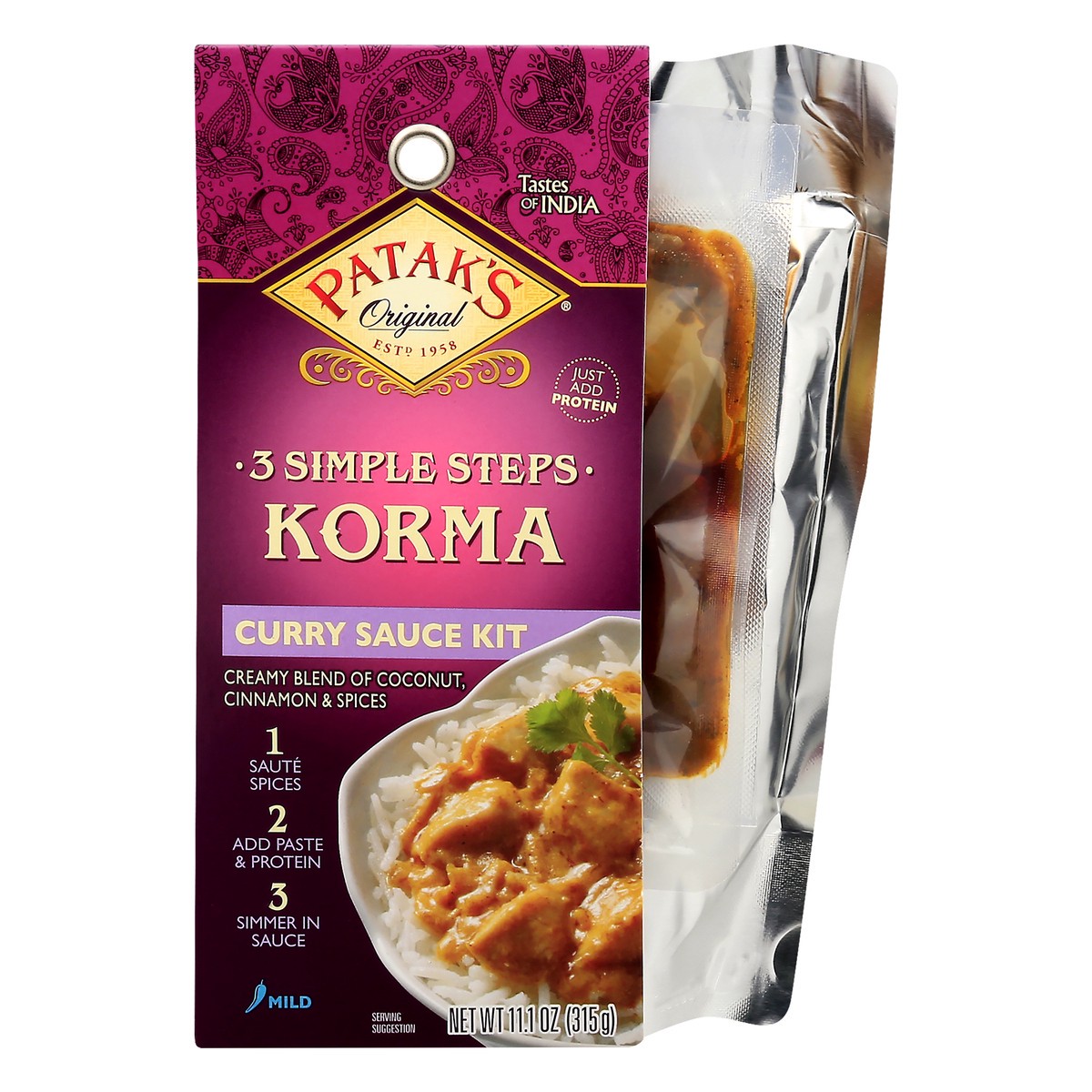 slide 11 of 12, Patak's Mild Korma Curry Sauce Kit 11.1 oz, 11.1 oz