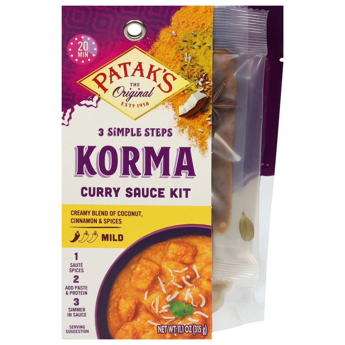 slide 1 of 12, Patak's Mild Korma Curry Sauce Kit 11.1 oz, 11.1 oz