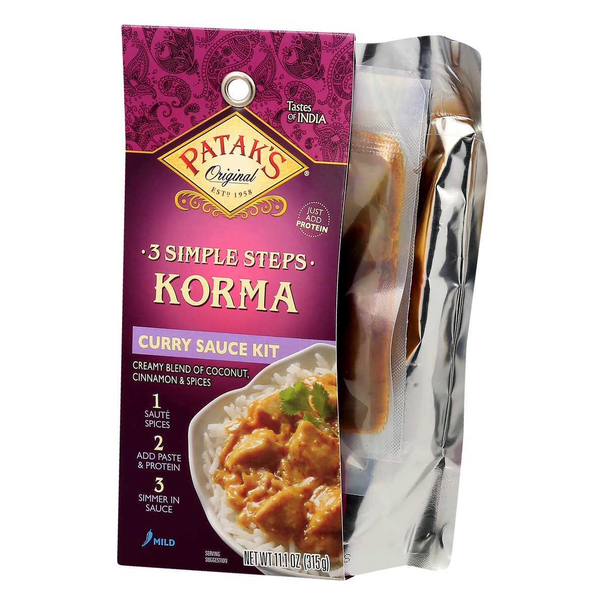 slide 4 of 12, Patak's Mild Korma Curry Sauce Kit 11.1 oz, 11.1 oz