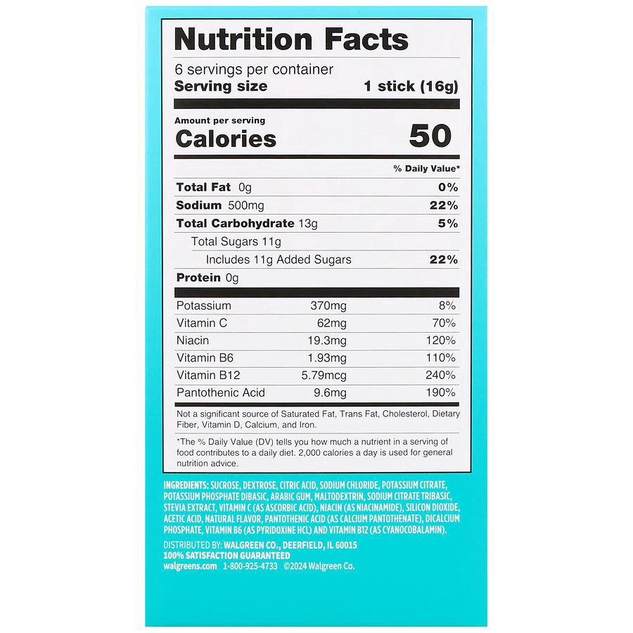 slide 5 of 5, Walgreens Hydration Plus Electrolyte Drink Mix Stick Packs Ice Pop, 0.56 oz x 6 ct