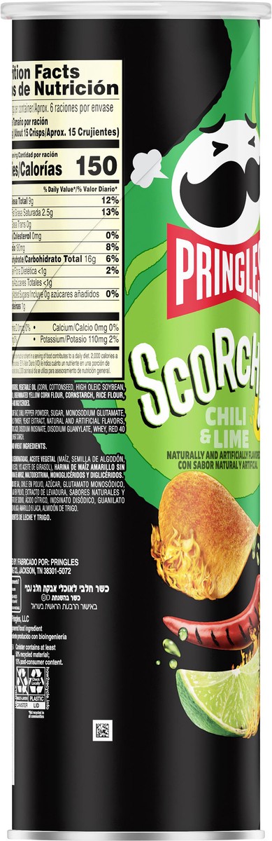 slide 2 of 3, Pringles Scorchin' Potato Crisps Chips, Chili and Lime, 5.5 oz, 5.5 oz