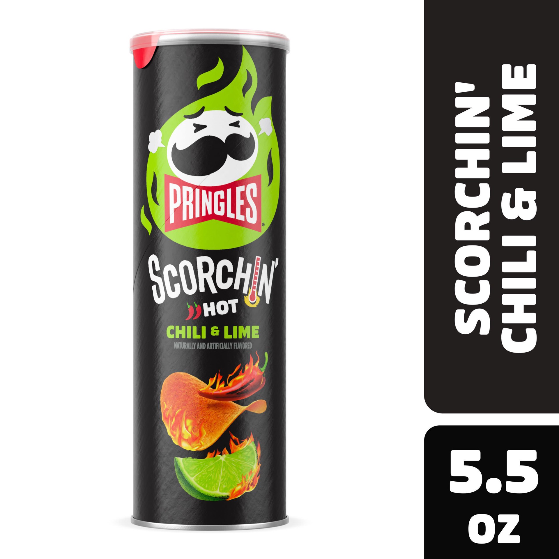 slide 1 of 3, Pringles Scorchin' Potato Crisps Chips, Chili and Lime, 5.5 oz, 5.5 oz