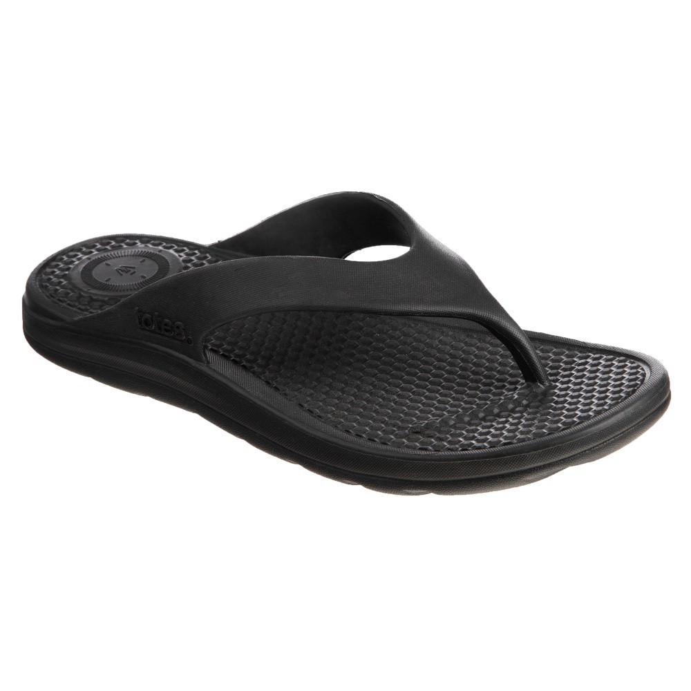 slide 1 of 5, Totes Men's Sol Bounce Ara Thong - Black, 1 ct