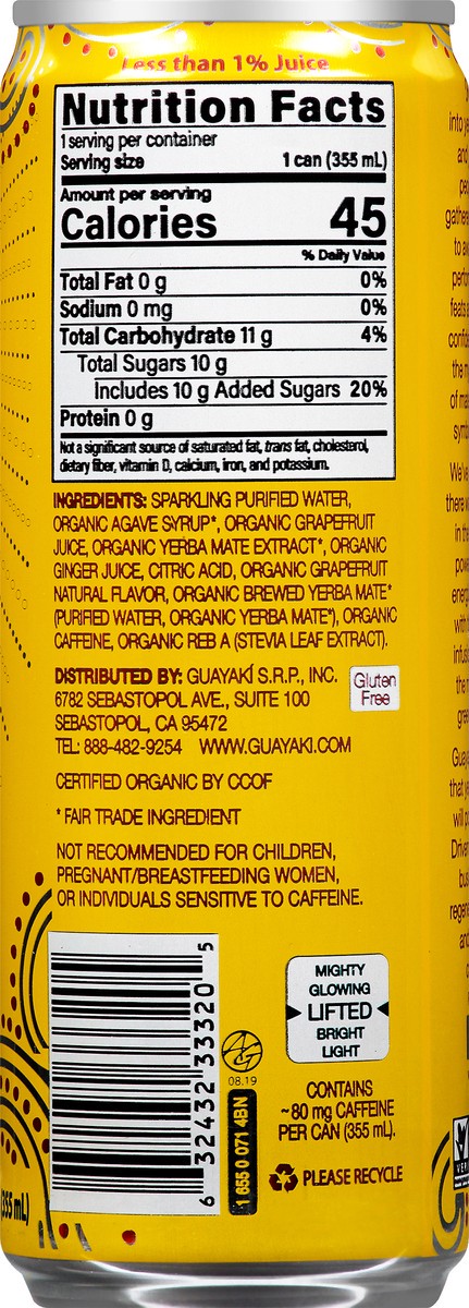 slide 5 of 9, Guayaki Organic Grapefruit Ginger Sparkling Yerba Mate, 12 fl oz