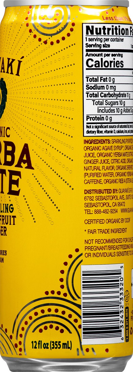 slide 8 of 9, Guayaki Organic Grapefruit Ginger Sparkling Yerba Mate, 12 fl oz