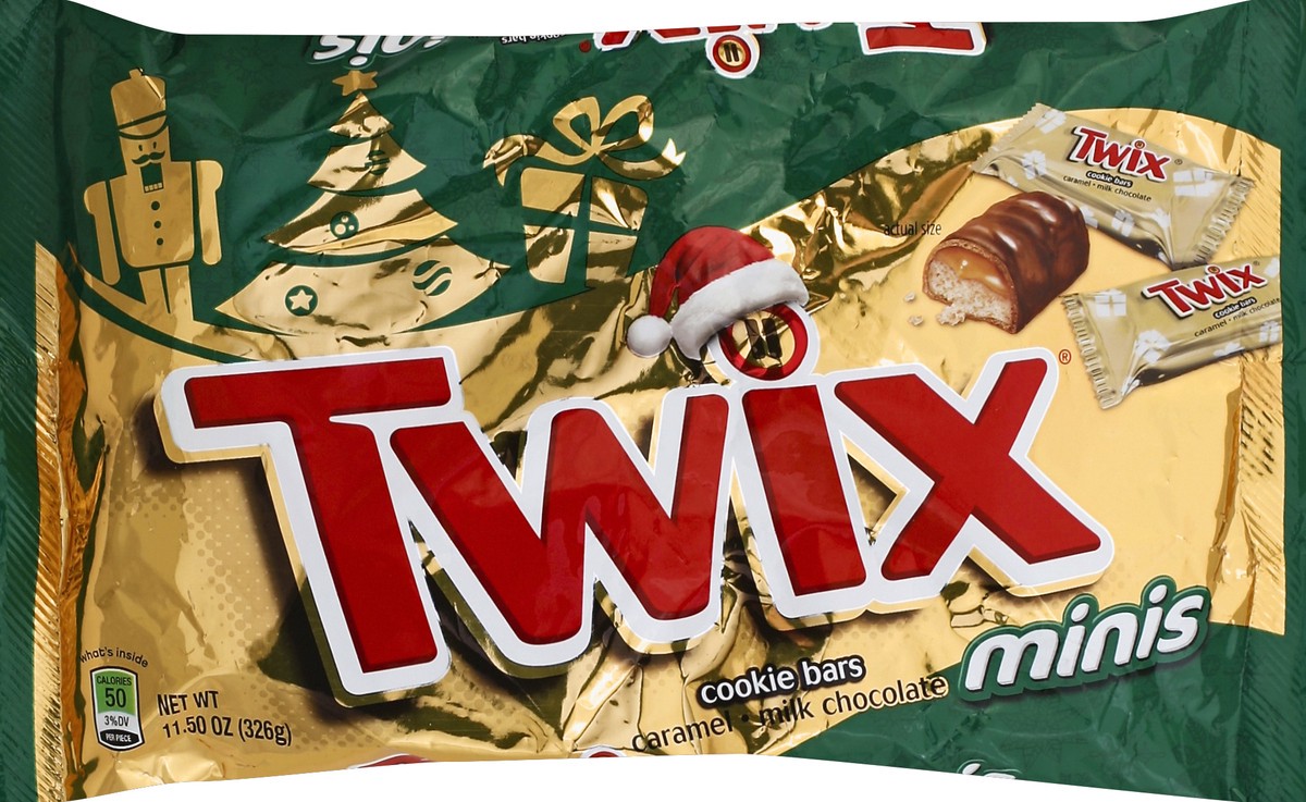 slide 2 of 6, TWIX, Holiday Caramel Minis Size Chocolate Cookie Bar Christmas Candy, 11.5 Oz, 11.5 oz