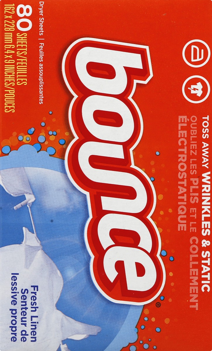 slide 5 of 11, Bounce Fabric Softener Dryer Sheets, Fresh Linen, 80 Ct, 80 ct