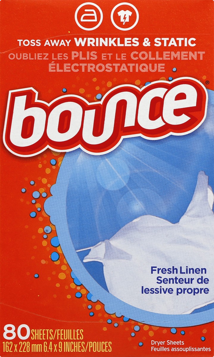 slide 6 of 11, Bounce Fabric Softener Dryer Sheets, Fresh Linen, 80 Ct, 80 ct