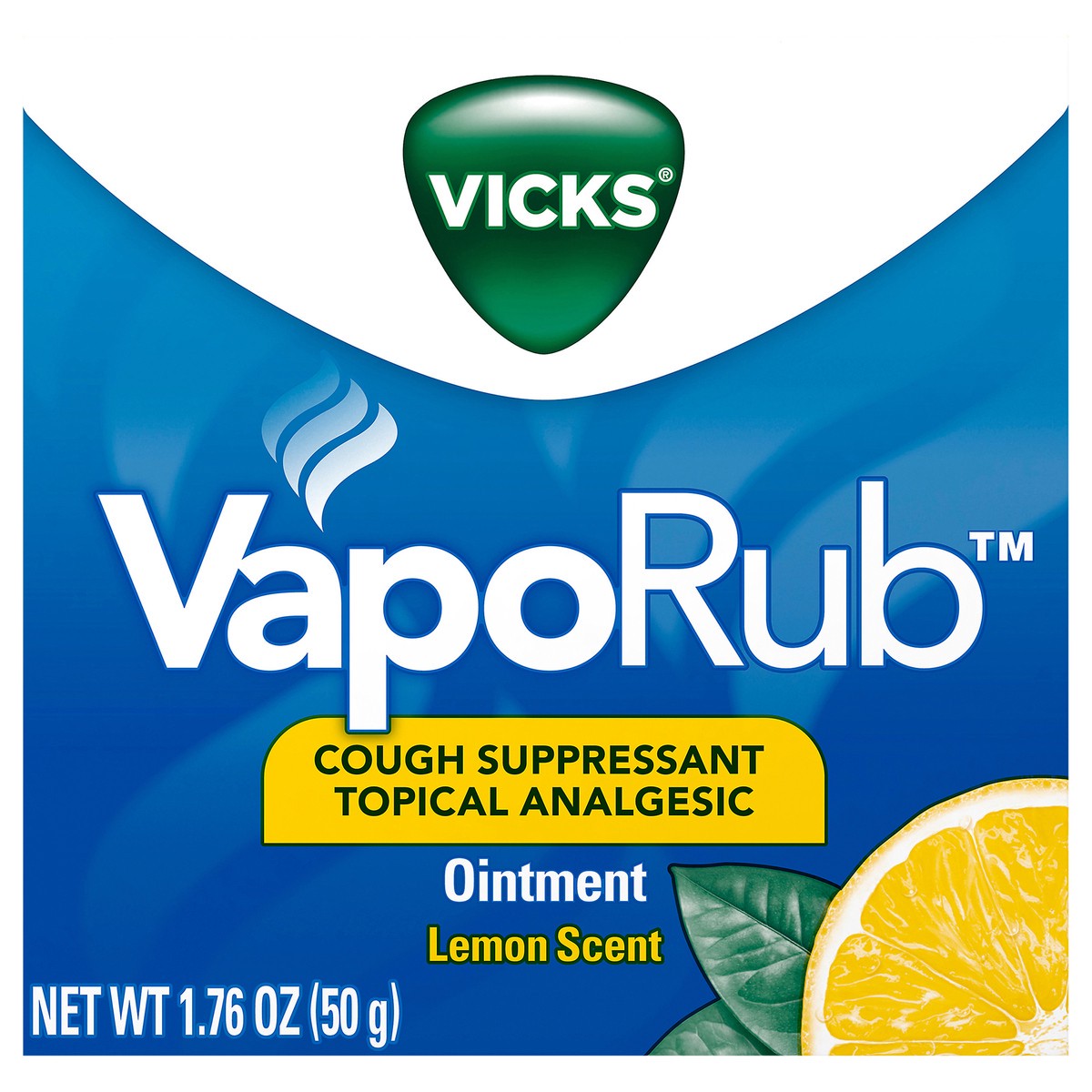 slide 1 of 7, Vicks VapoRub, Lemon Scent, Cough Suppressant, Topical Chest Rub & Analgesic Ointment, Medicated Vicks Vapors, Relief from Cough Due to Cold, Aches & Pains, 1.76oz, 1.76 oz