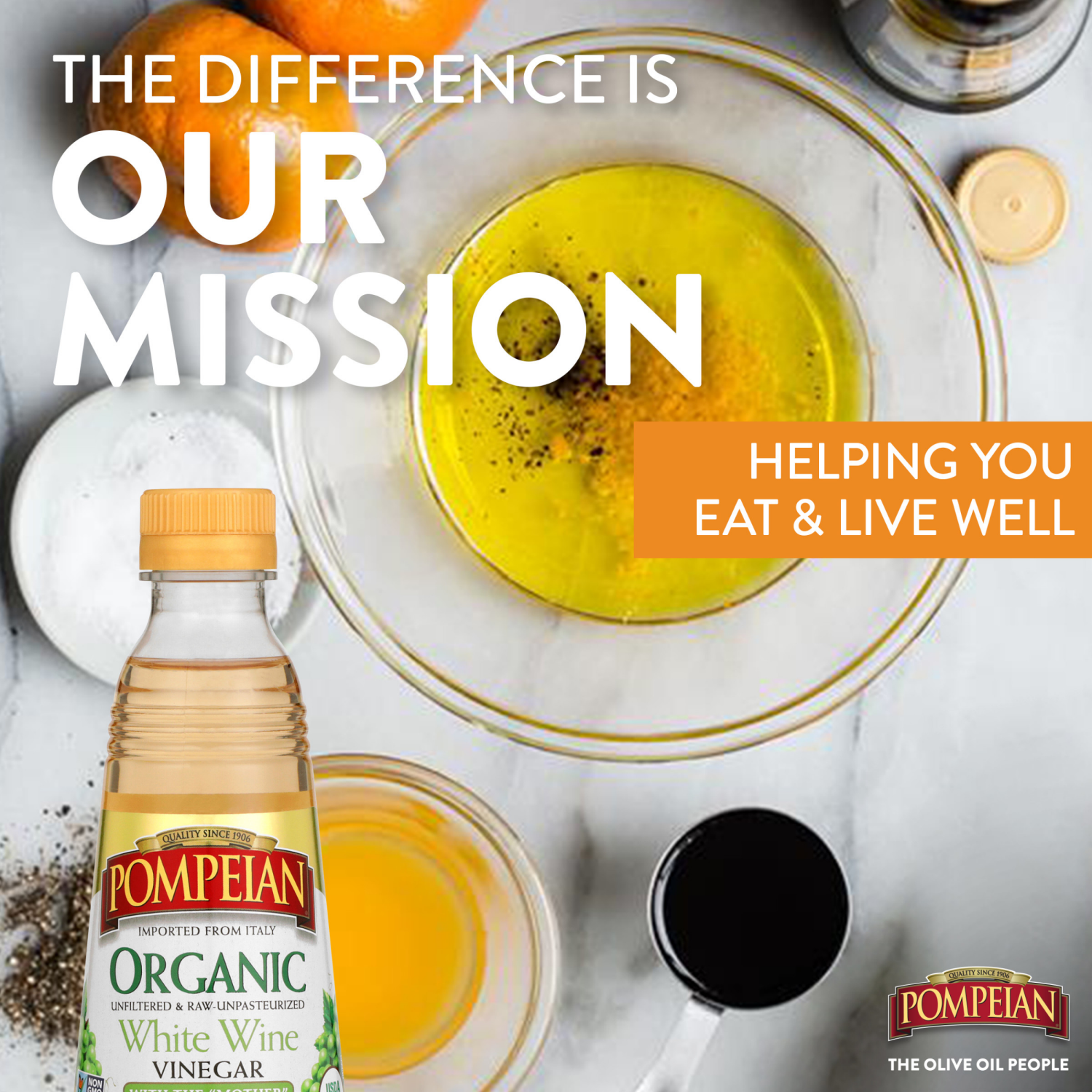 slide 3 of 5, Pompeian 16 oz Pompeian Organic White Wine Vinegar, 16 fl oz