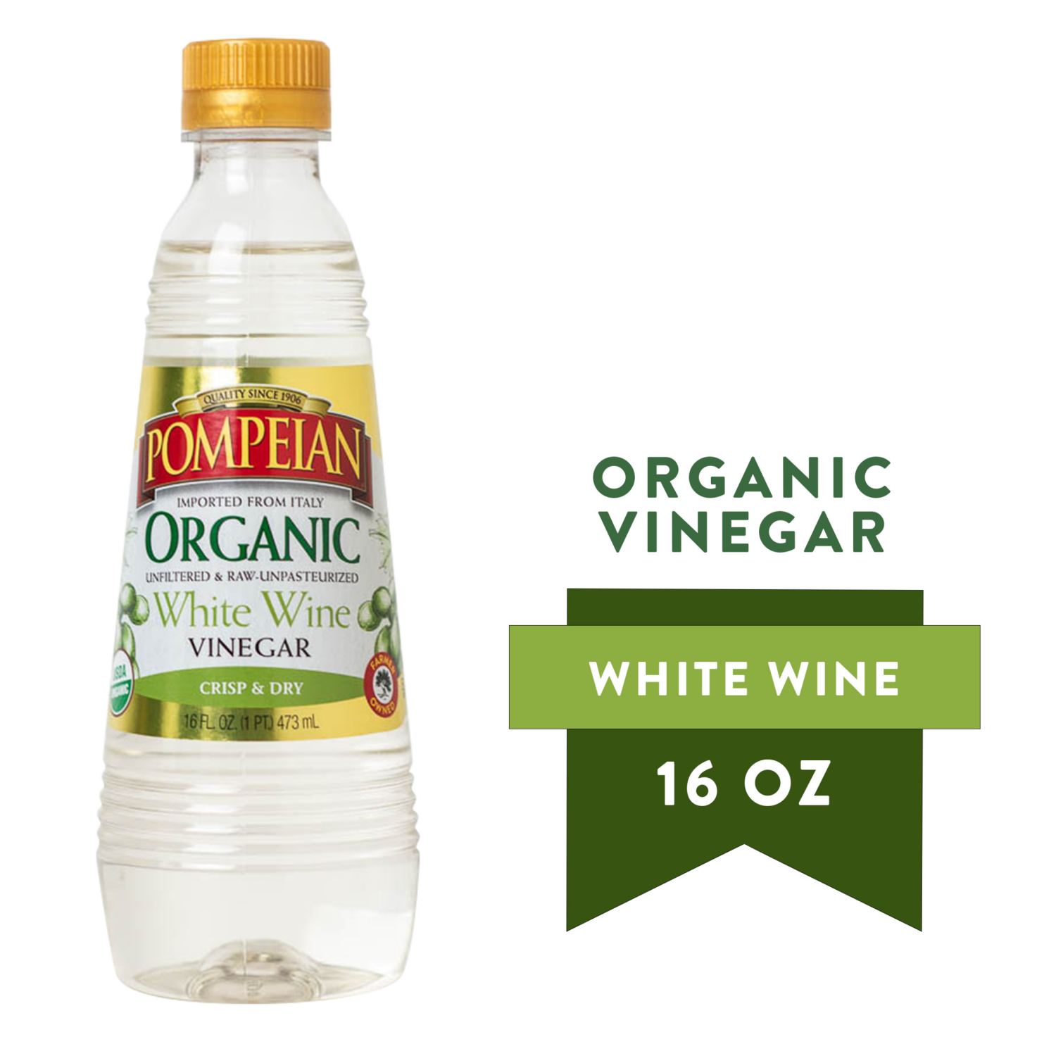 slide 1 of 5, Pompeian 16 oz Pompeian Organic White Wine Vinegar, 16 fl oz