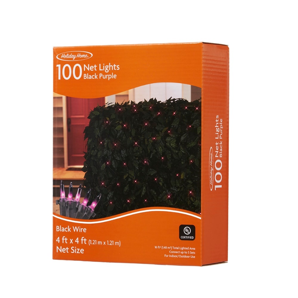 slide 1 of 1, Holiday Home Net Lights - Black/Purple, 100 ct