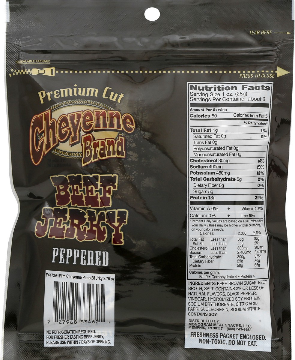 slide 13 of 13, Cheyenne Brand Premium Cut Peppered Beef Jerky 2.75 oz, 2.75 oz