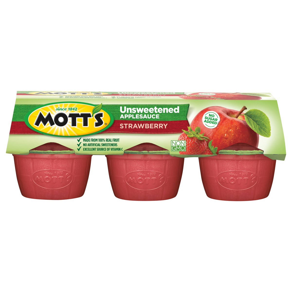 slide 1 of 3, Mott's Healthy Harvest Summer Strawberry Applesauce, 6 ct; 3.9 oz