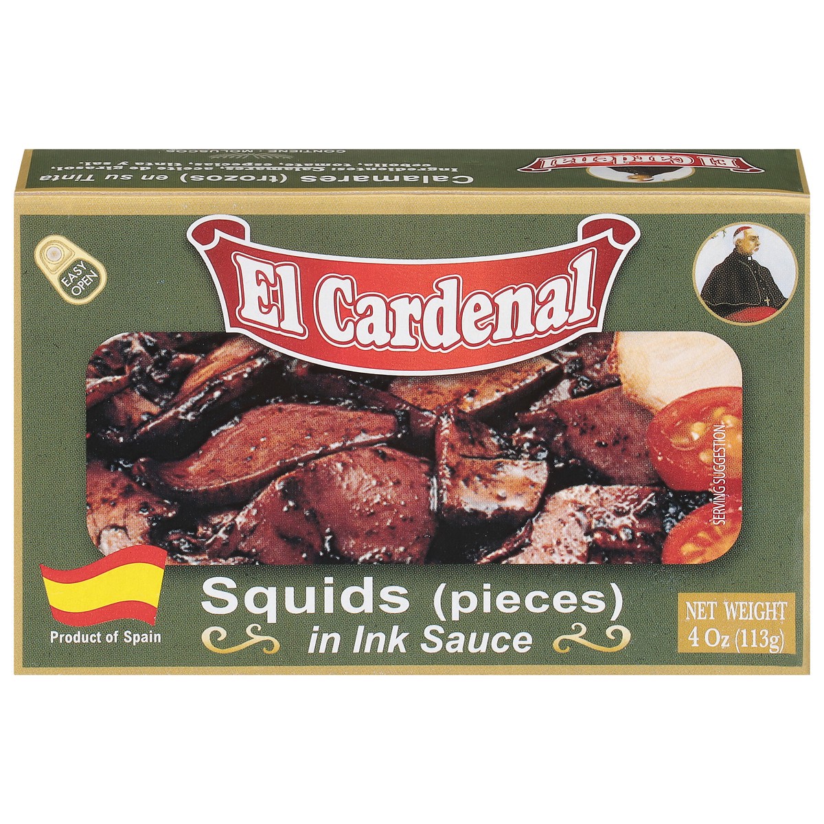 slide 4 of 4, El Cardenal Squids (Pieces) in Ink Sauce 4 oz, 4.05 oz