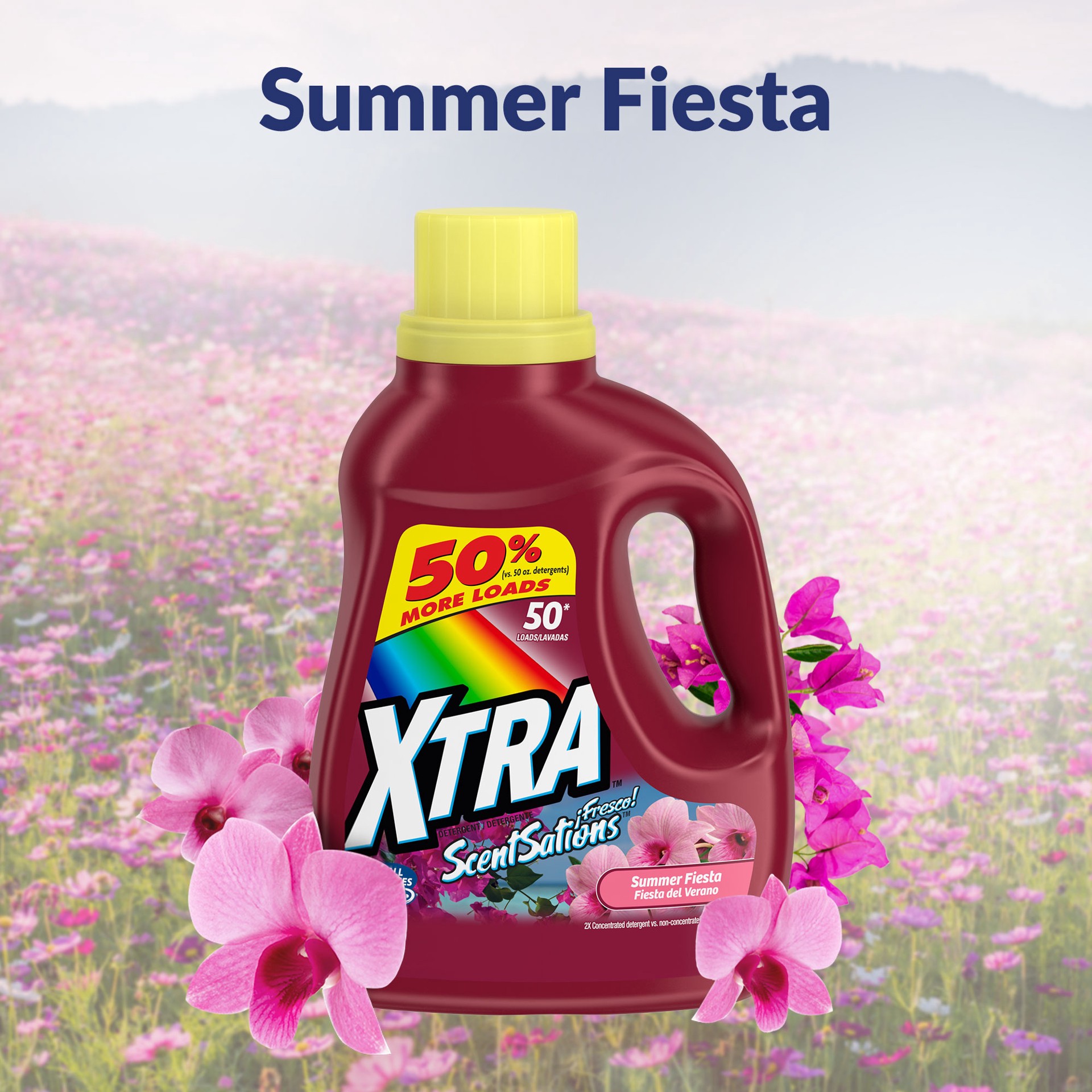 slide 4 of 5, Xtra Liquid Laundry Detergent, Summer Fiesta, 75oz, 75 fl oz