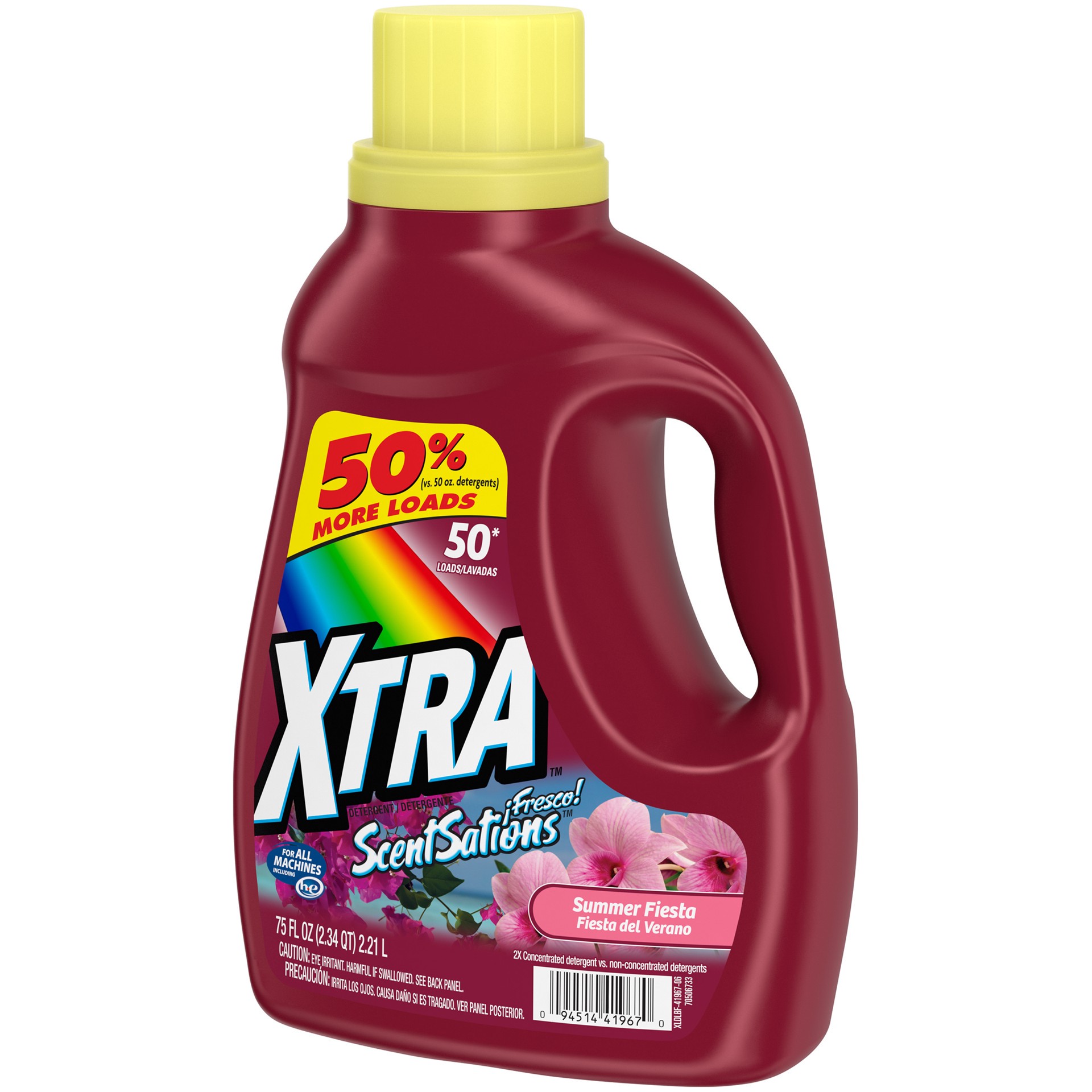 slide 5 of 5, Xtra Liquid Laundry Detergent, Summer Fiesta, 75oz, 75 fl oz